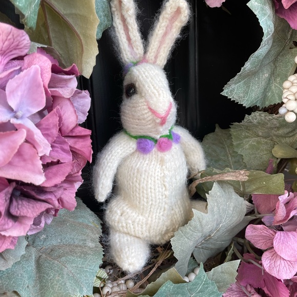 Hand crafted knit and needle felted bunny rabbit unique original handmade - Picture 4 of 16